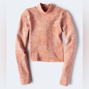 Aeropostale seamless mock neck acid wash crop shirt size xl orange casual